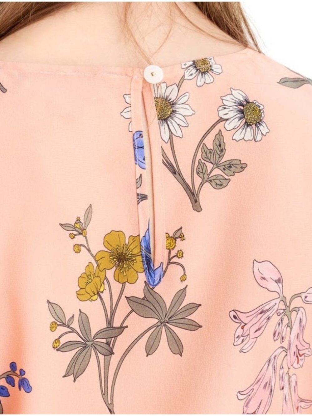 J Crew Silk Flutter Sleeve Floral Top in Botanical Print Melon Plus sz 3X - Picture 4 of 14